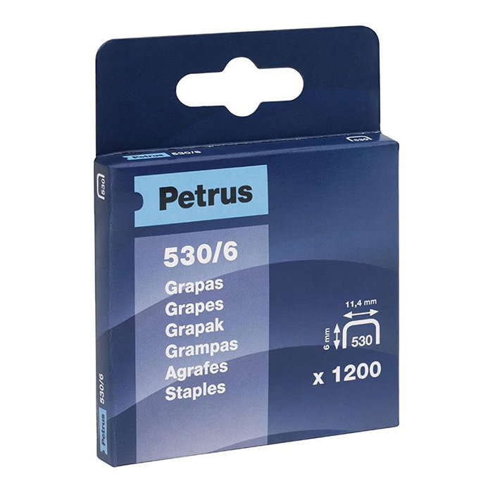 Petrus Agrafes mod. 530/6 mm, 1200 pcs, Cuivre Petrus Agrafes mod. 530/6 mm, 1200 pcs, Cuivre