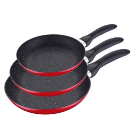 San Ignacio Set de 3 poêles en aluminium rouge et marbré (16, 20 et 24 cm)