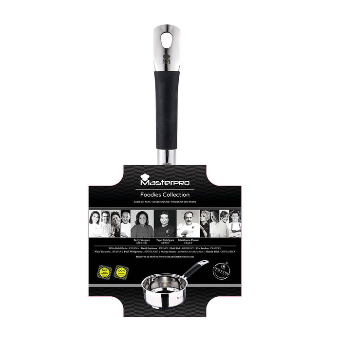 Masterpro Foodies Bgmp-1500-Bk Casserole en Acier Inoxydable Ø16x7,5cm 1,3L - Compatible Induction