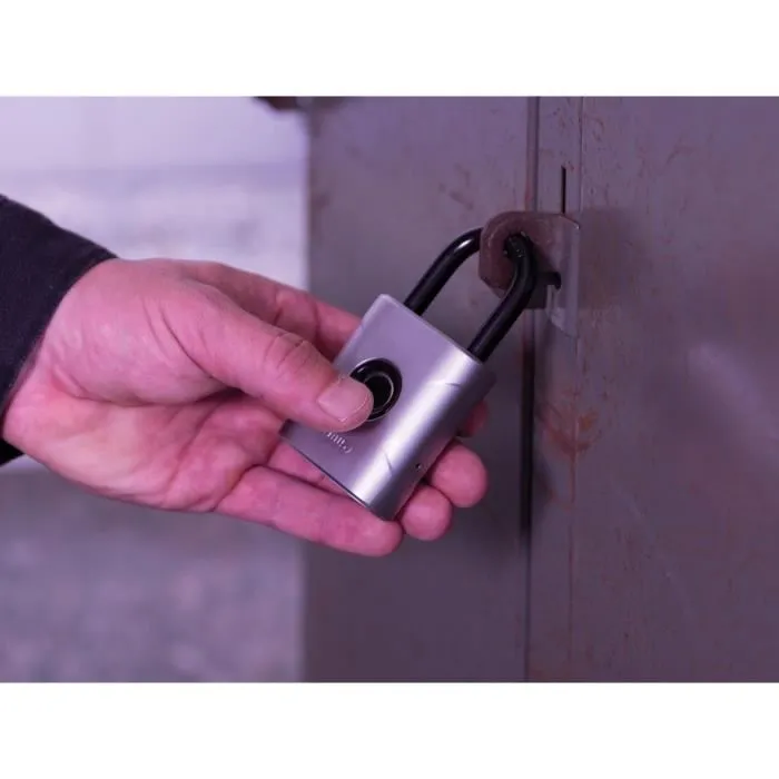 ABUS Cadenas 57/45 Touch à Ouverture Biométrique par Empreinte Digitale, Capteur 360°, Résistant aux Intempéries