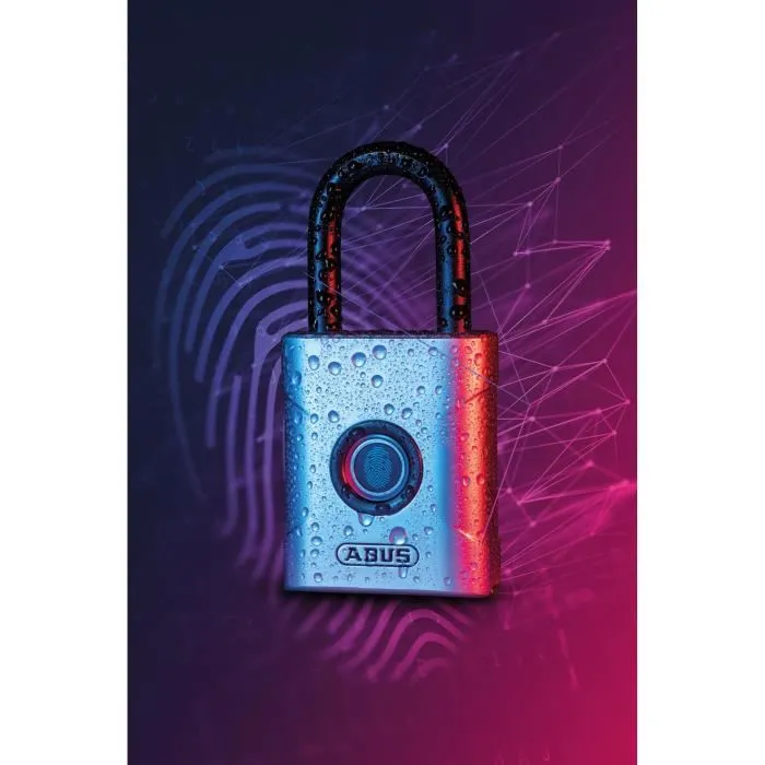 ABUS Cadenas 57/45 Touch à Ouverture Biométrique par Empreinte Digitale, Capteur 360°, Résistant aux Intempéries