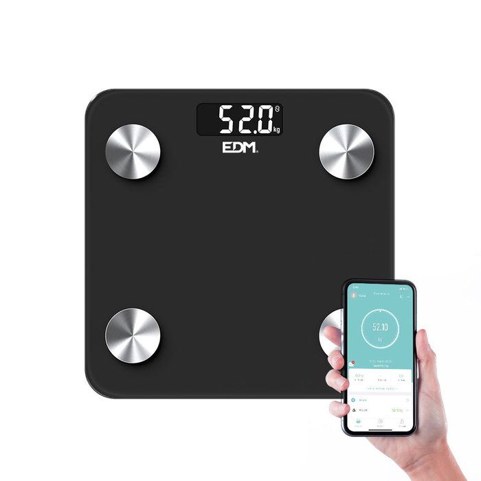 EDM Body Composition Balance connectée Bluetooth Noir 180 kg Pèse-personne intelligent LCD
