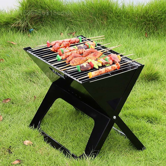 Barbecue pliable à charbon 45 x 30 x 35 cm - Pliable en X - Noir