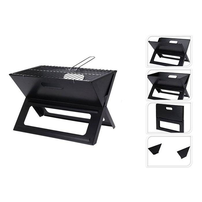 Barbecue pliable à charbon 45 x 30 x 35 cm - Pliable en X - Noir
