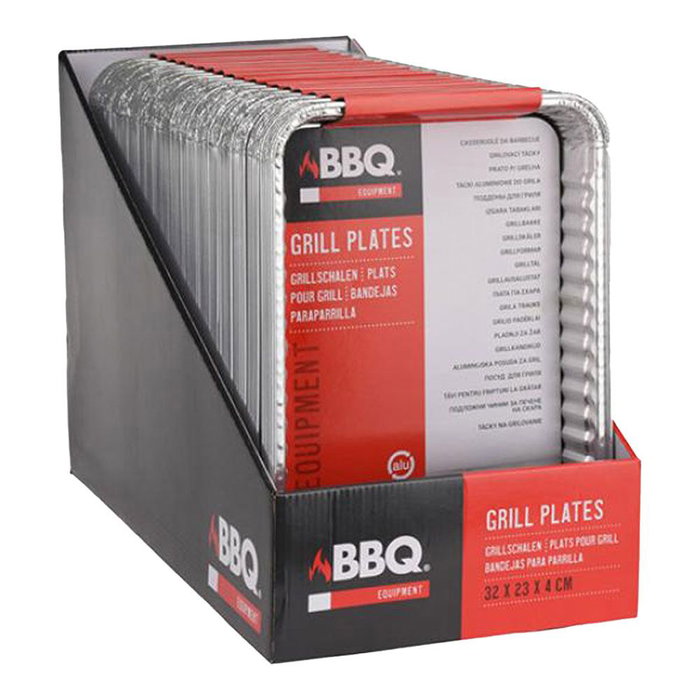 Pack de 4 Bandejas Jetables Rectangulaires 32 x 23 x 4 cm pour Barbecue Pack de 4 Bandejas Jetables Rectangulaires 32 x 23 x 4 cm pour Barbecue