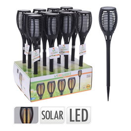 Torche solaire effet flamme LED Ø10x58cm avec batterie incluse - Jardin