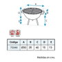 El Zorro Barbecue de table rond avec grille zincée Ø30 x 28 cm, noir, pour bois et charbon