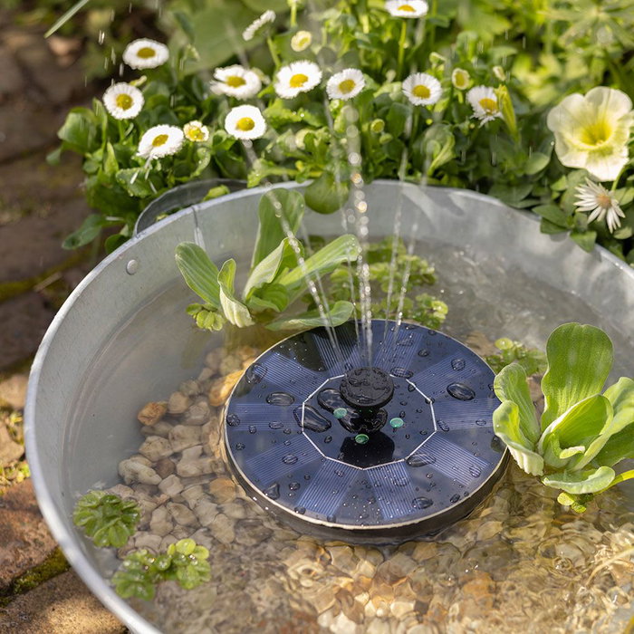 Lumineo Fontaine solaire de jardin plastique 16 x 3,5 cm LED blanc chaud 4 leds IP68