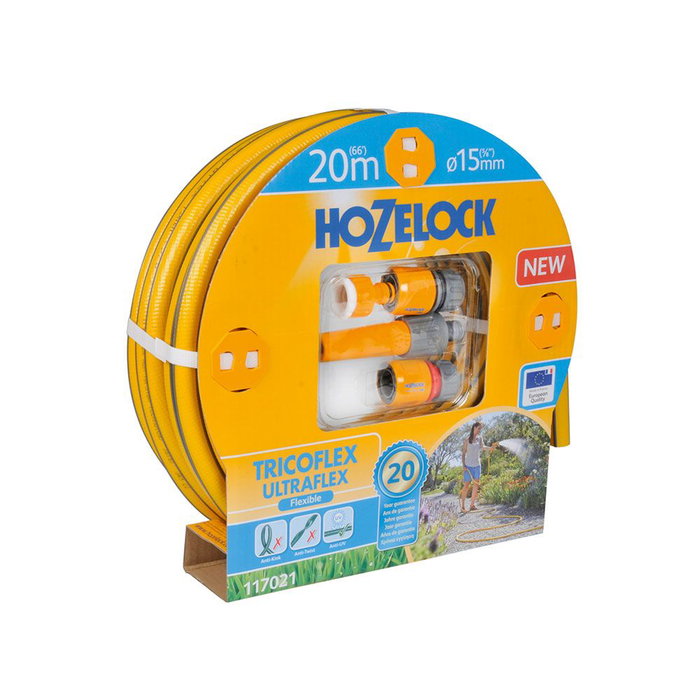 Hozelock 117021 Kit manguère tricoflex ultraflex Ø15 mm (5/8 pouce) 20 m - Jaune