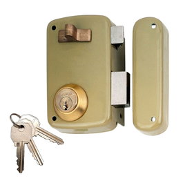 Lince Serrure en applique 5056a, entrée 70 mm, finition Bicapa-oro, main droite