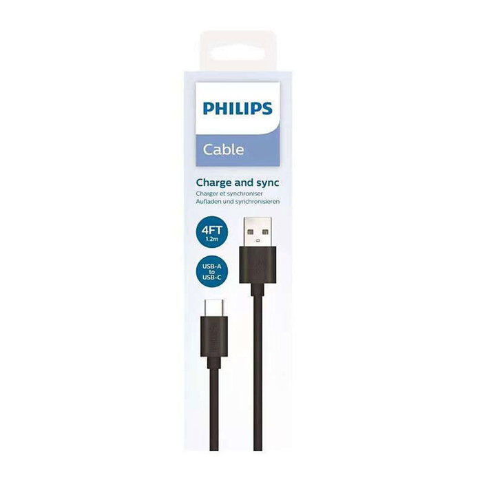 Philips Câble USB A vers USB C DLC3104A/00 Noir 1,2 m Philips Câble USB A vers USB C DLC3104A/00 Noir 1,2 m
