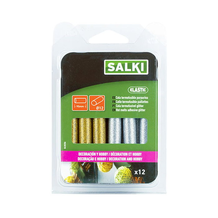 Bâtons de colle thermofusible Salki 430206 Argenté Doré Paillettes Décoration Ø 12 x 95 mm 125 g (12 Unités) Bâtons de colle thermofusible Salki 430206 Argenté Doré Paillettes Décoration Ø 12 x 95 mm 125 g (12 Unités)