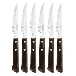 Tramontina Jeu de 6 couteaux de rôti Polywood castaño 10,16 cm