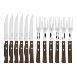 Tramontina Jeu pour barbecue traditionnel 12 pièces en bois foncé et acier inoxydable.