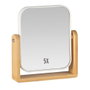 Andrea House Miroir de pied carré bambou blanc double face 1x et 5x grossissement 18x4,5x20 cm