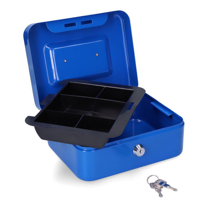 Micel CFC09 Coffre-fort 200x160x90 mm Bleu Acier avec Bande et Poignée