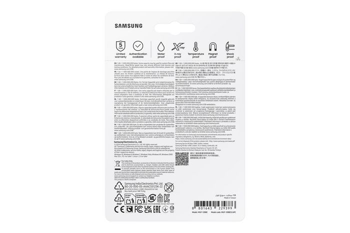 Samsung Bar Plus 128GB - Clé USB 3.1 Flash Drive - Jusqu'à 300MB/s Lecture - Métal Unibody - Résistante à l'eau, aux chocs, aux températures, au magnétisme et aux rayons X