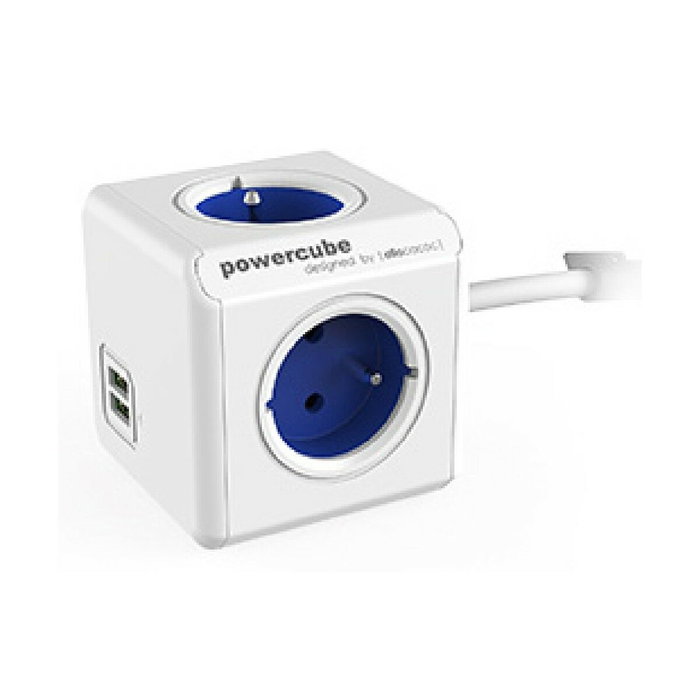 Bloc Cube Prises Allocacoc PowerCube Extended USB Type E Bleu (1,5 m)