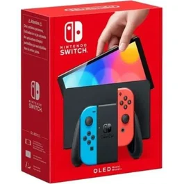 Nintendo Switch - Console OLED Bleu Néon & Rouge Néon avec Écran OLED 7 Pouces, 64 Go de Stockage, Audio Amélioré, Station d'Accueil et Manettes Joy-Con Détachables