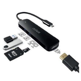 Nilox NXDSUSBC05 Hub USB-C 5 en 1 avec HDMI 4K/30Hz, 2x USB 3.0, Lecteur SD/Micro SD, Aluminium Noir