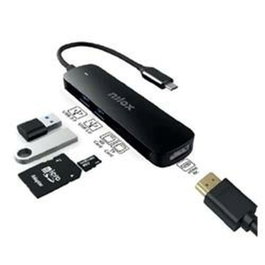 Nilox NXDSUSBC05 Station d'accueil USB-C 5-en-1 avec HDMI 4K, USB 3.0 et lecteurs de cartes