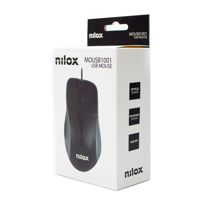 Nilox Mousb1001 Souris Optique USB 1000 DPI Noir Filaire