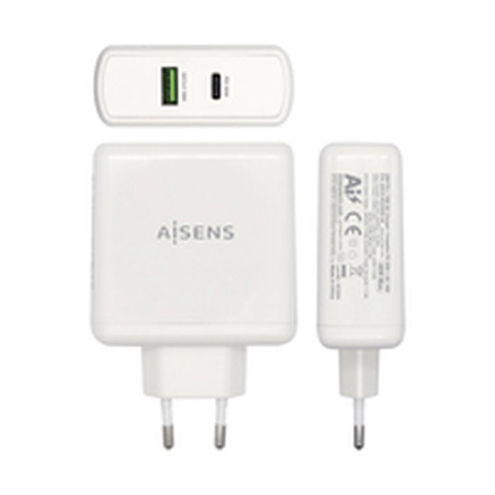Chargeur Voiture Mur Aisens ASCH-2PD30QC-W 48 W Blanc Chargeur Voiture Mur Aisens ASCH-2PD30QC-W 48 W Blanc