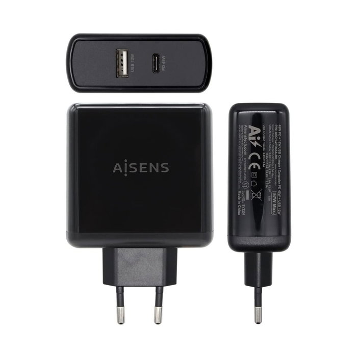 Chargeur Voiture Mur Aisens ASCH-2PD45A-BK 57 W Noir