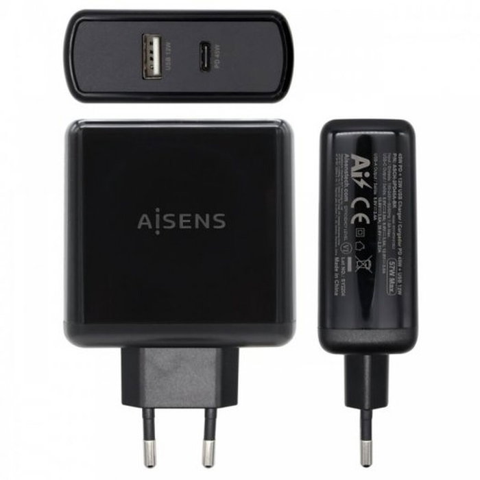 Chargeur Voiture Mur Aisens ASCH-2PD45A-BK 57 W Noir