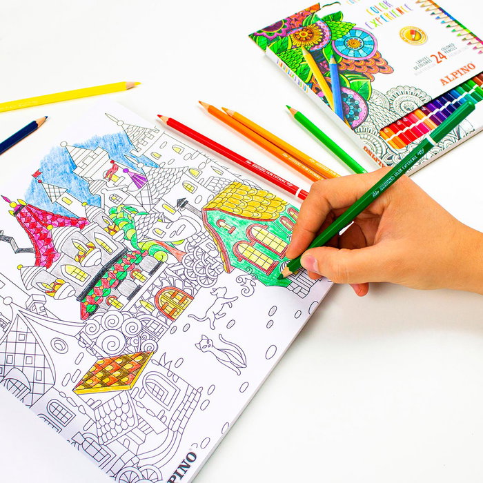 Alpino Set Mandalas Color Experience AL000250 - 24 crayons de couleur et livre de 120 mandalas à colorier - Loisir créatif enfant +3 ans Alpino Set Mandalas Color Experience AL000250 - 24 crayons de couleur et livre de 120 mandalas à colorier - Loisir créatif enfant +3 ans