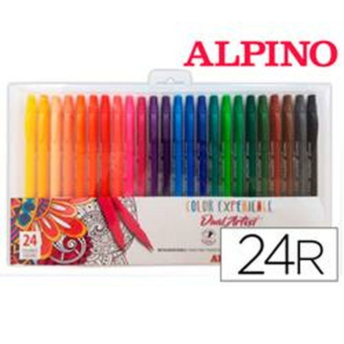 Ensemble de Marqueurs Alpino AR000187 Multicouleur Double pointe (24 Pièces)