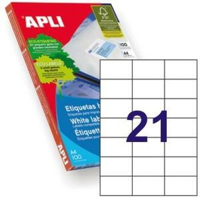 Apli Étiquettes adhésives 1276 Blanc 100 Volets 70 x 42,4 mm