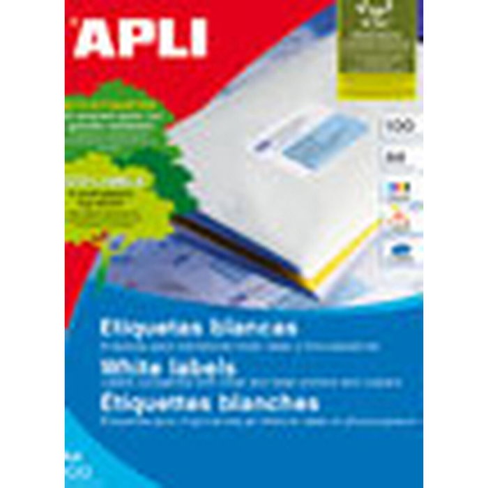 Étiquettes adhésives Apli 01299 100 Volets 105 x 29 mm Blanc