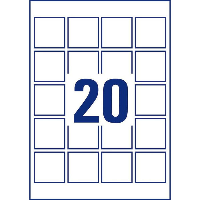 Étiquettes adhésives Avery Blanc 25 Volets 45 x 45 mm Étiquettes adhésives Avery Blanc 25 Volets 45 x 45 mm