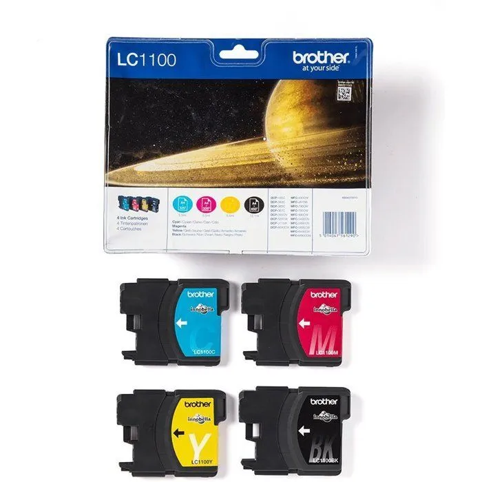 Brother LC1100 - Pack de 4 cartouches d'encre (Noir, Cyan, Magenta, Jaune) - Compatible avec imprimantes DCP, MFC