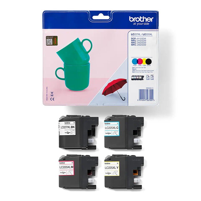 Brother LC227XLVALBP Pack de 4 cartouches d'encre XL (Noir, Cyan, Magenta, Jaune) lifeturn