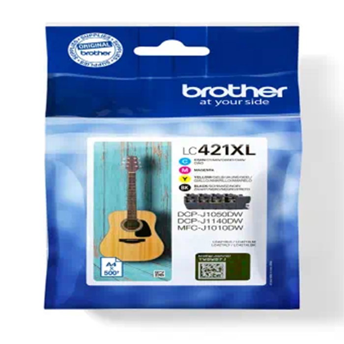 Brother LC421XLVAL Pack 4 Cartouches d'Encre Noir Cyan Magenta Jaune - 500 Pages Chaque