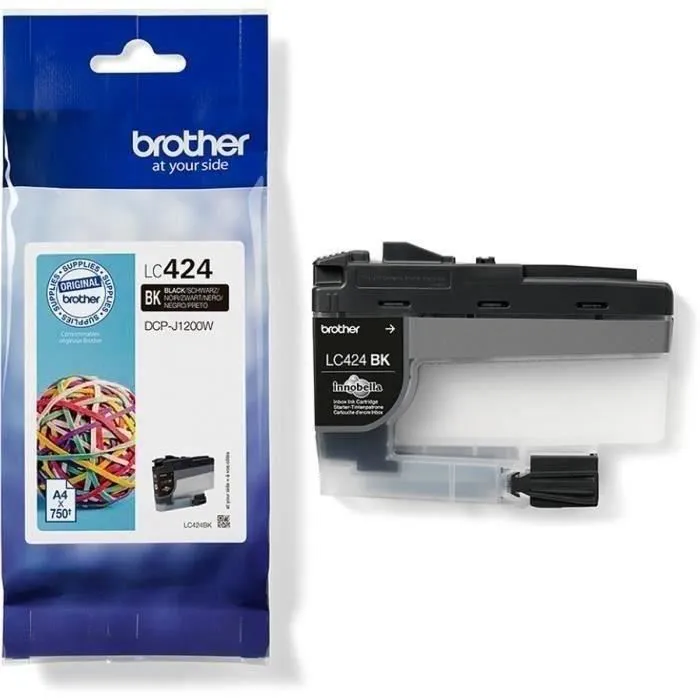 Brother LC424BK Cartouche d'encre noire haute capacité (750 pages) pour imprimante DCP-J1200W Brother LC424BK Cartouche d'encre noire haute capacité (750 pages) pour imprimante DCP-J1200W