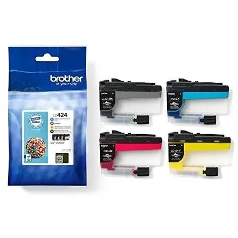 Brother LC424VAL - Pack de 4 cartouches d'encre haute capacité (Noir, Cyan, Magenta, Jaune) pour imprimantes DCP-J1200W - 750 pages par cartouche