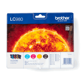 Brother LC980VALBP Multipack de 4 Cartouches d'Encre Originales (BK, C, M, Y) de Couleurs