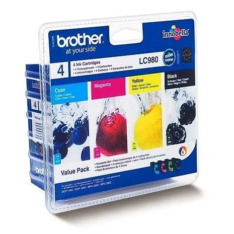 Brother LC980 - Lot de 4 cartouches d'encre noire - Compatible imprimantes DCP, MFC séries C/CW/CN - Jusqu'à 300 pages - Technologie jet d'encre Brother LC980 - Lot de 4 cartouches d'encre noire - Compatible imprimantes DCP, MFC séries C/CW/CN - Jusqu'à 300 pages - Technologie jet d'encre