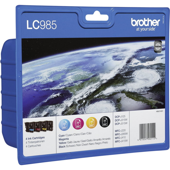 Brother LC985VALBP Multipack de 4 Cartouches d'Encre (BK/C/M/Y)平衡 Brother LC985VALBP Multipack de 4 Cartouches d'Encre (BK/C/M/Y)平衡