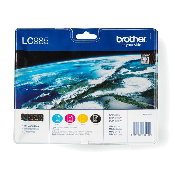 Brother LC985VALBP Multipack de 4 Cartouches d'Encre (BK/C/M/Y)平衡 Brother LC985VALBP Multipack de 4 Cartouches d'Encre (BK/C/M/Y)平衡