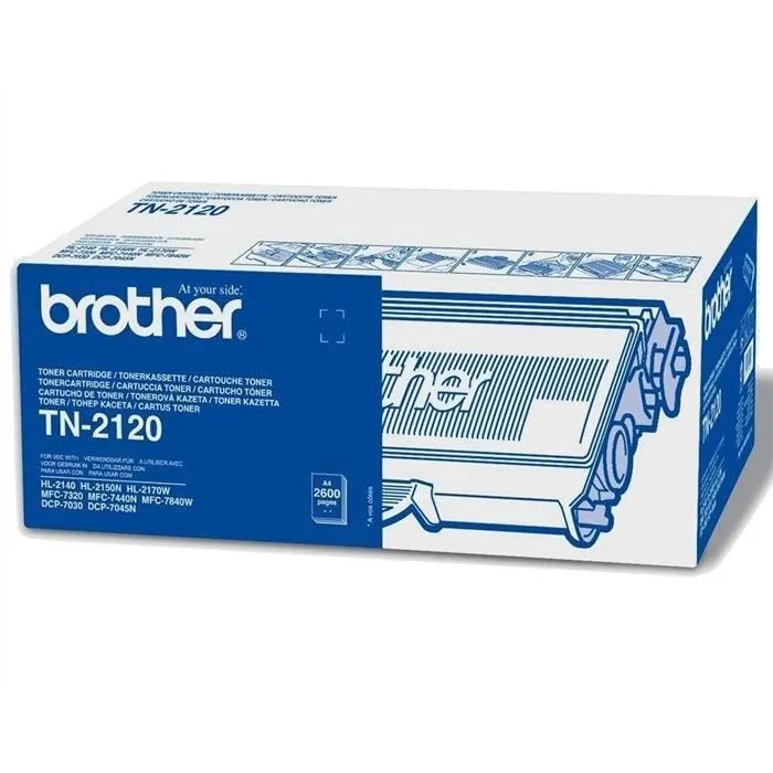 Brother TN-2120 Cartouche de Toner Noir - Rendement 2600 pages - Compatible HL-2140, HL-2150N, HL-2170W, DCP-7030/7040/7045N, MFC-7320/7440N/7840W