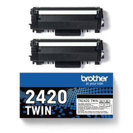 Brother Pack de 2 Cartouches de Toner Noir TN2420TWIN XL