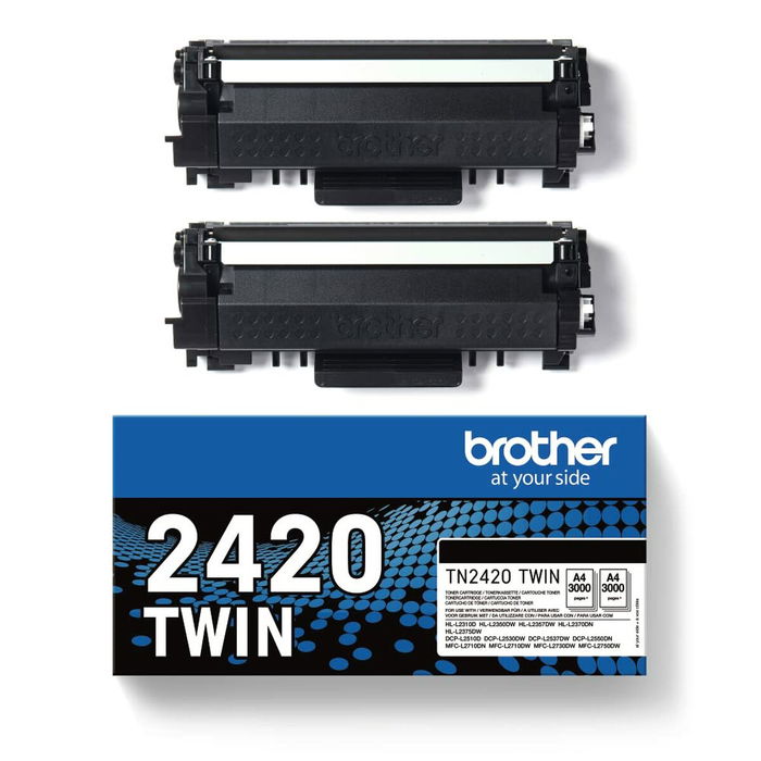 Brother TN-2420TWIN Toner Noir XL, double pack, compatible avec imprimantes laser Brother