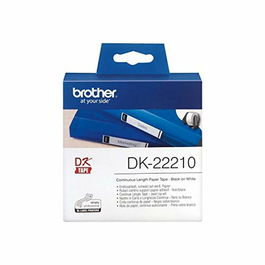 Papier Continu pour Imprimantes Brother DK22210 29 x 30,48 mm Blanc Noir 80 g/m² (1 Unités)