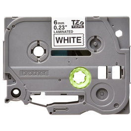 Brother TZe-211 Ruban Laminé 6 mm Noir sur Blanc pour Étiqueteuses Brother