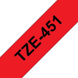 Brother Ruban TZE-451 / TZE451 Impression Noir sur Rouge pour étiqueteuse