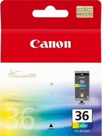 Canon Cartouche d'encre CLI-36 Couleur - Pack 4 couleurs (Noir, Jaune, Cyan, Magenta) - Compatible imprimante Pixma iP100